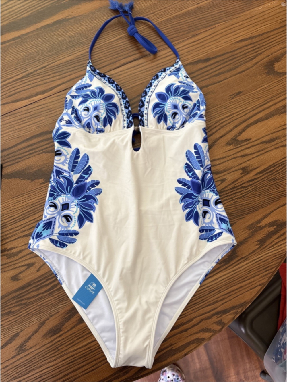 cupshe one piece swimsuit blue large